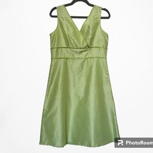 Sag Harbor Dress Womens 8 Sheath Gingham V-Neck Sleeveless Green Cottagecore New